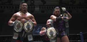 王者組)鷹木信悟・EVIL・BUSHI.vs.挑戦者組)内藤哲也・SANADA・高橋ヒロム