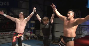 ジェイク・岩本煌史が芦野祥太郎・児玉裕輔に敗北。芦野と児玉は堂々と次の戦いへ。